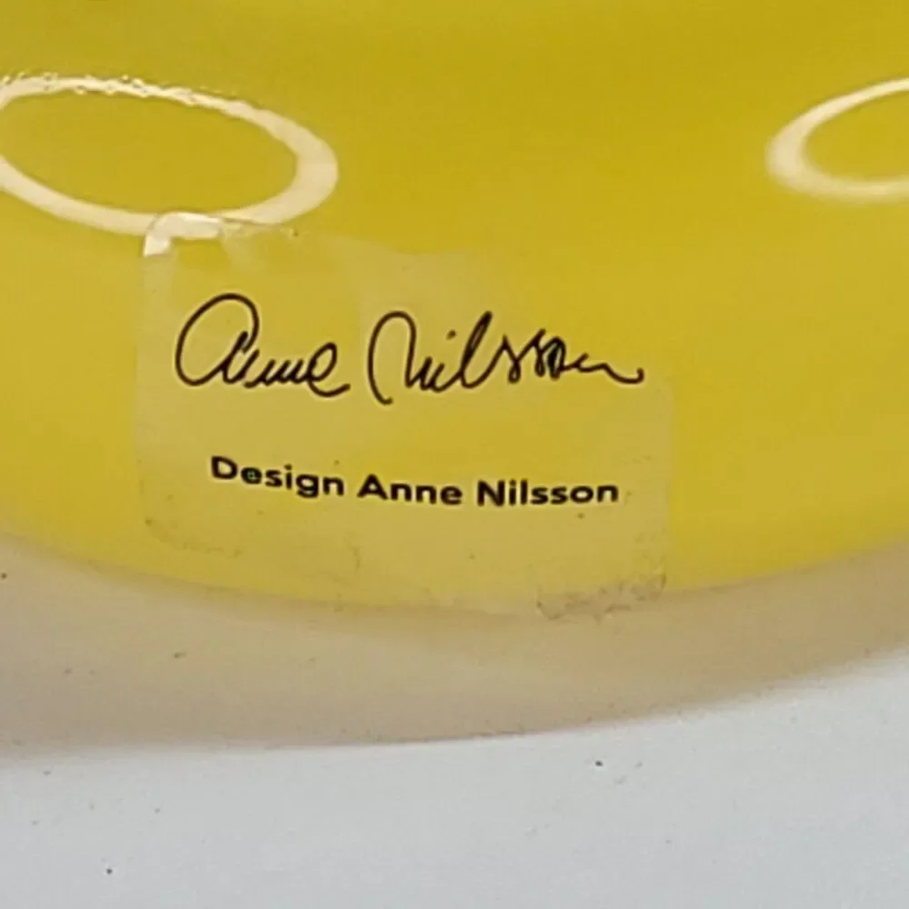 Vtg IKEA Solstrale Anne Nilsson Yellow Bubble Ribbed‎ Vase NWT 11.5